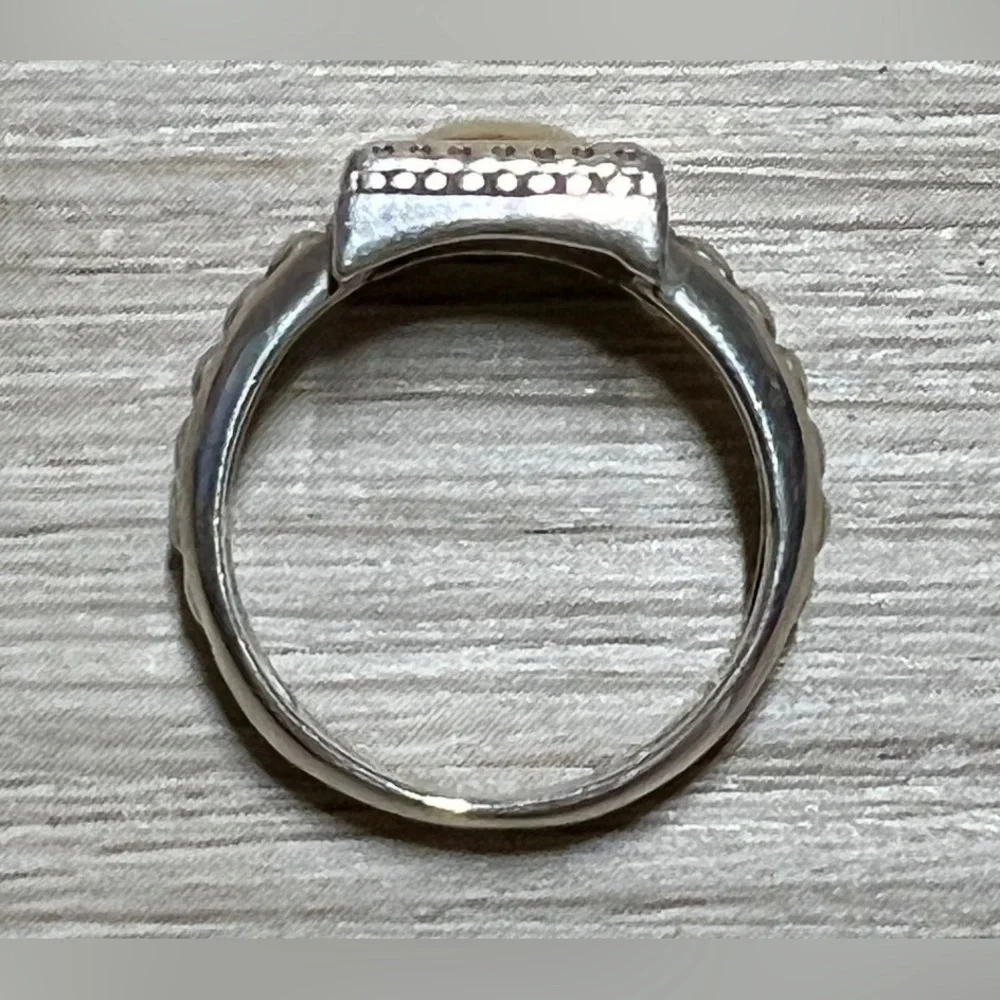 Vintage Carol Felley Sterling Silver & 14K Gold Square Band Ring, Size 5, 3.6g